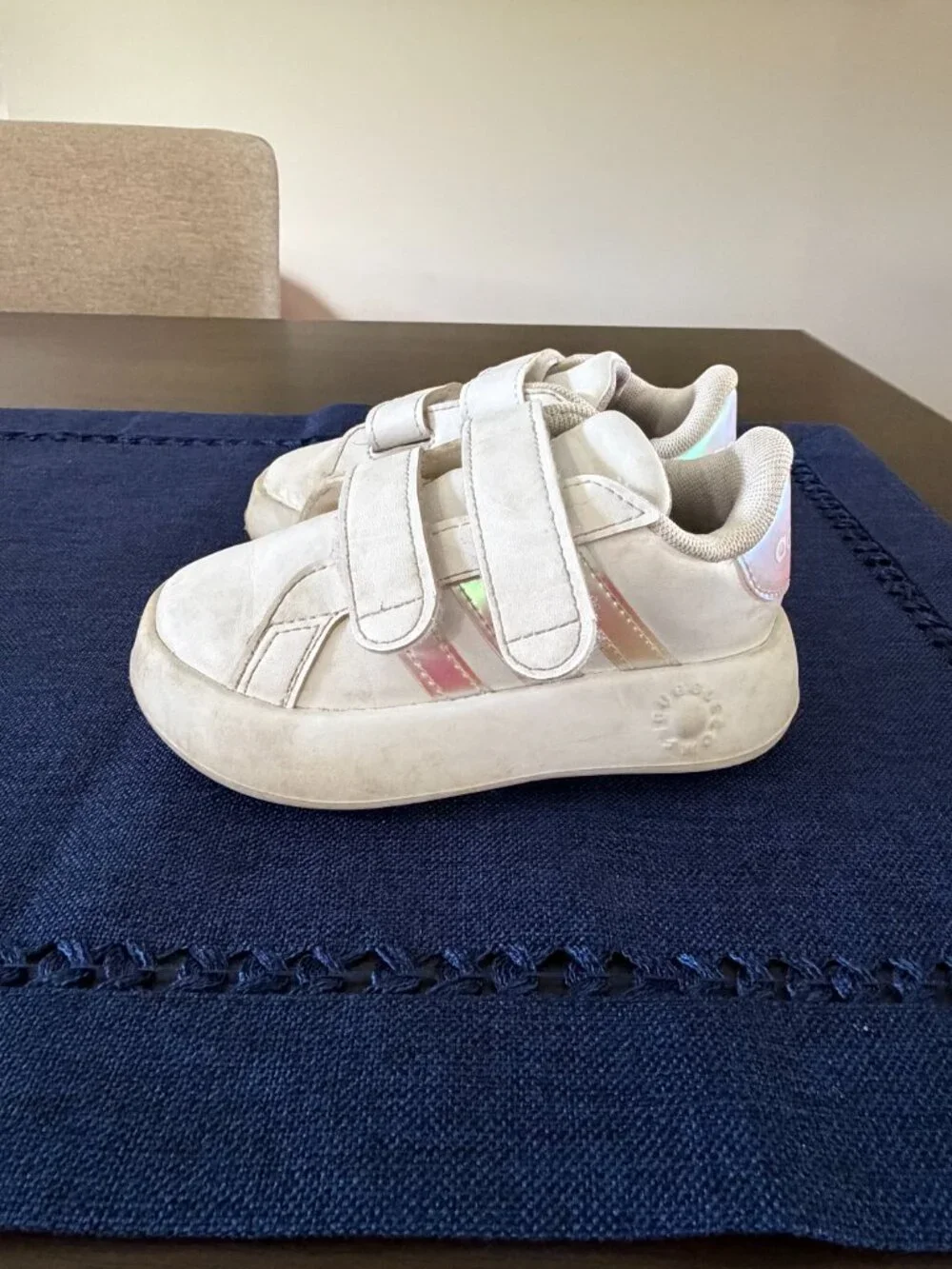 Adidas Toddler Sneakers | Size 7 | White Iridescent Pink Stripe Shoes